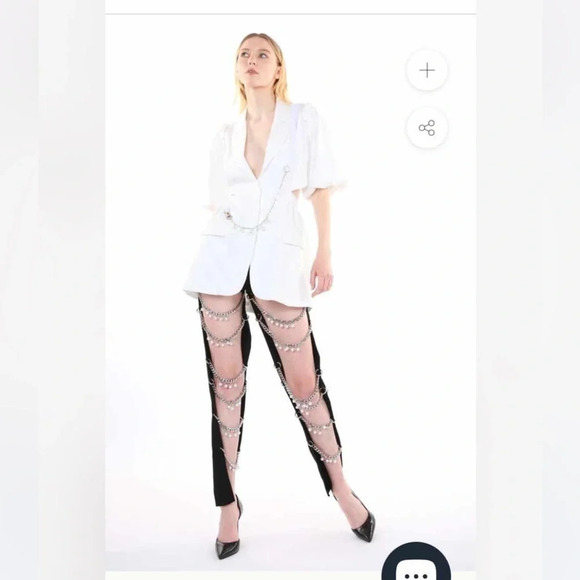 Beulah Chain Linked Pearl Embellished  Black Straight Leg Jeans Size Medium - Picture 11 of 14